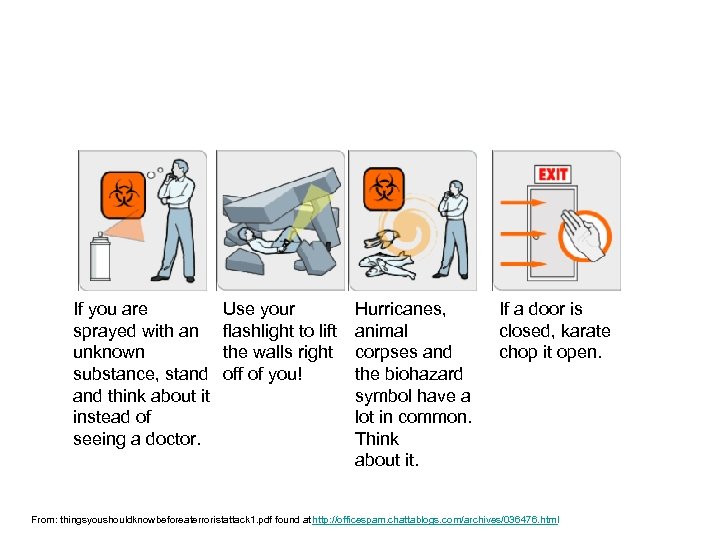 If you are sprayed with an unknown substance, stand think about it instead of