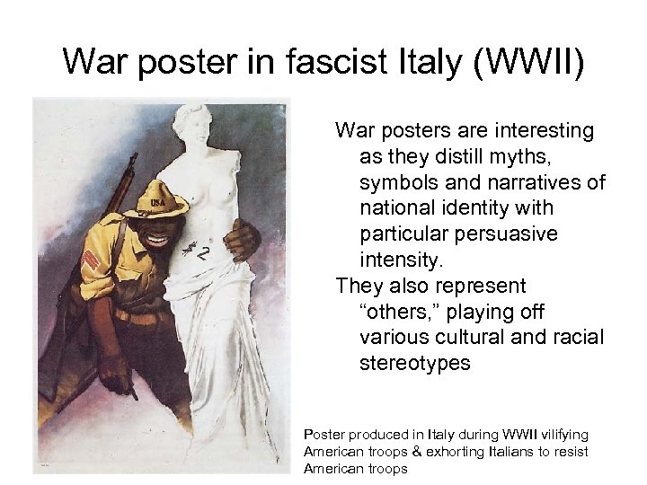 War poster in fascist Italy (WWII) War posters are interesting as they distill myths,