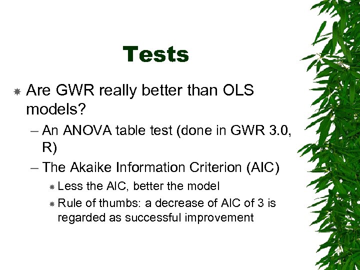 Tests Are GWR really better than OLS models? – An ANOVA table test (done