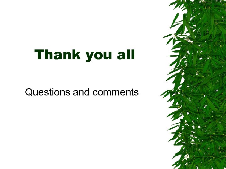 Thank you all Questions and comments 