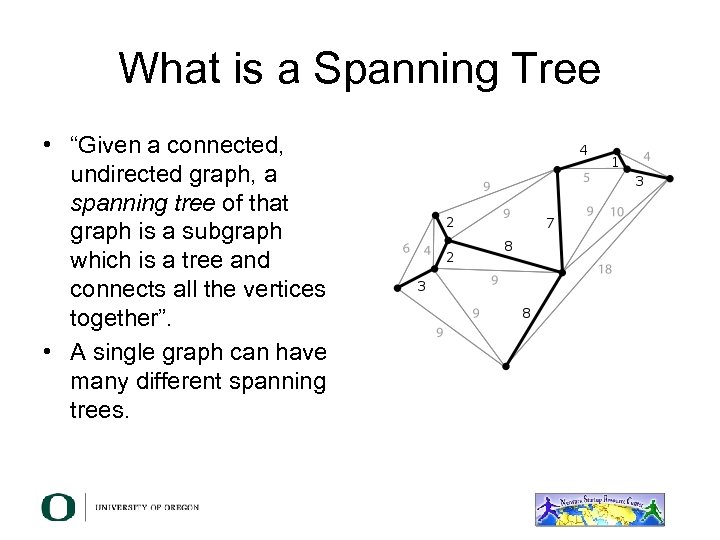 What is a Spanning Tree • “Given a connected, undirected graph, a spanning tree