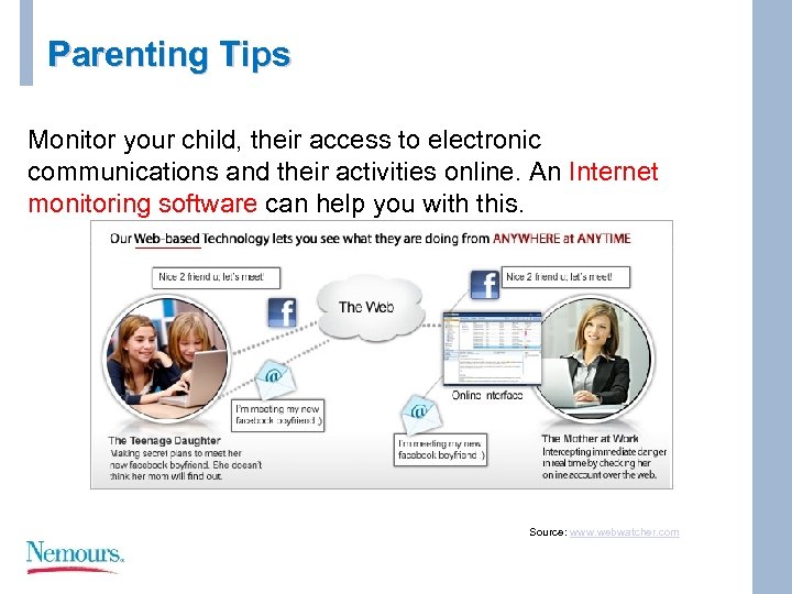 Parenting Tips Monitor your child, their access to electronic communications and their activities online.