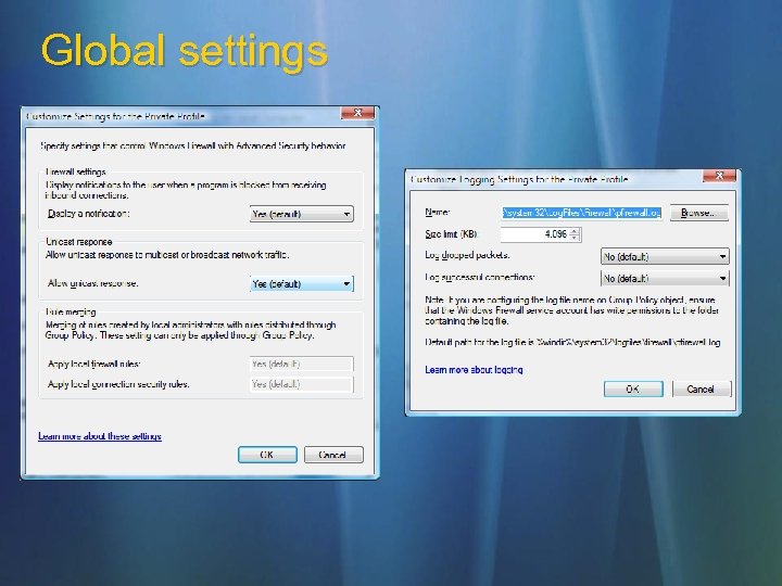 Global settings 