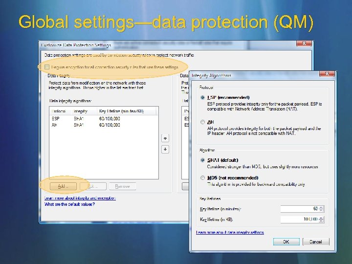 Global settings—data protection (QM) 