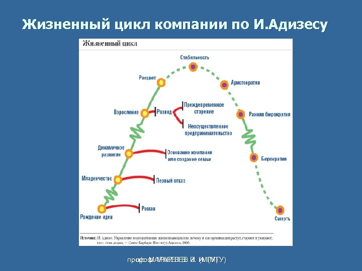 Жизненный цикл компании по И. Адизесу проф. МАРШЕВ В. В. И. (МГУ) проф. МАРШЕВ
