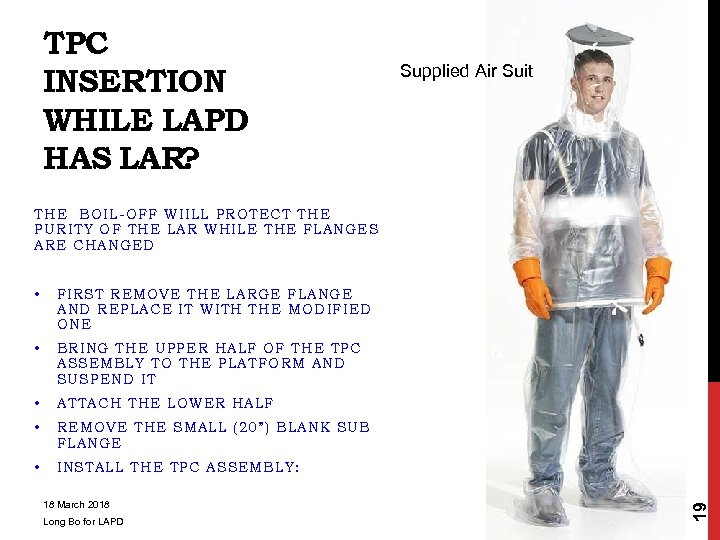 TPC INSERTION WHILE LAPD HAS LAR? Supplied Air Suit THE BOIL-OFF WIILL PROTECT THE