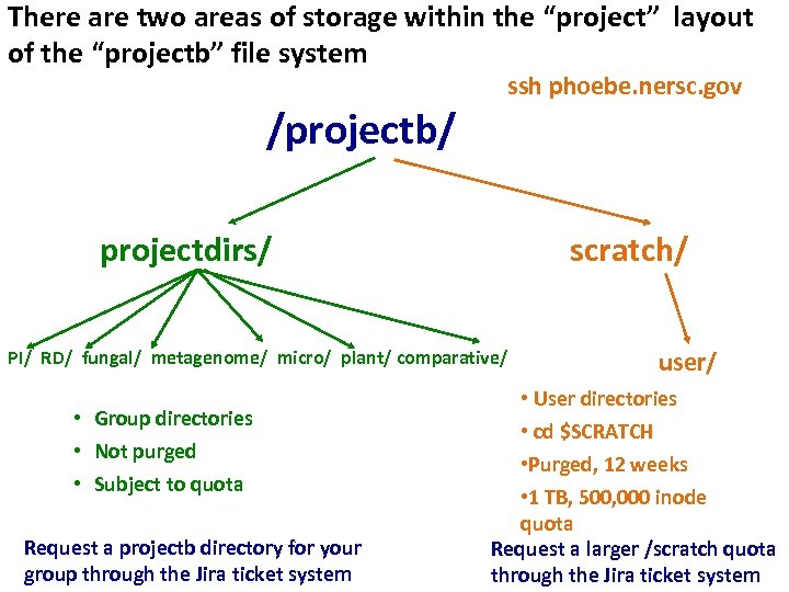 There are two areas of storage within the “project” layout of the “projectb” file