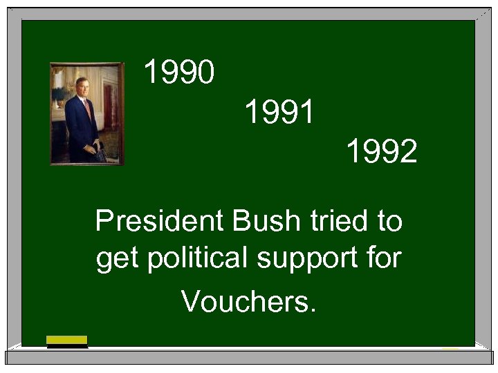 1990 1991 1992 President Bush tried to get political support for Vouchers. 