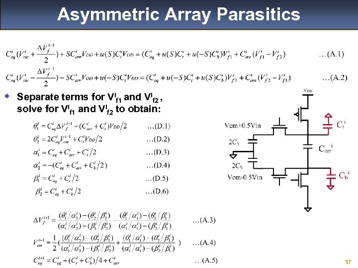Asymmetric Array Parasitics w Separate terms for Vif 1 and Vif 2 , solve