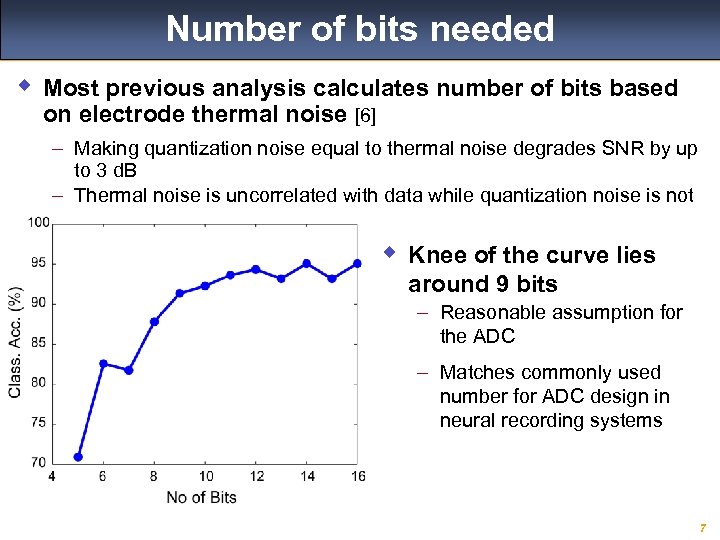 Number of bits needed w Most previous analysis calculates number of bits based on