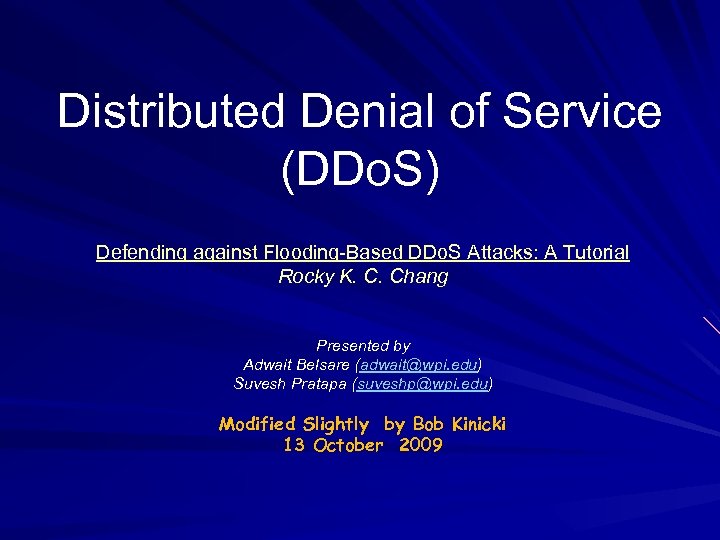 Distributed Denial of Service (DDo. S) Defending against Flooding-Based DDo. S Attacks: A Tutorial