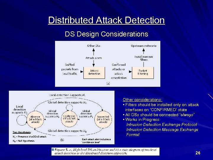 Distributed Attack Detection DS Design Considerations Other considerations: • Filters should be installed only