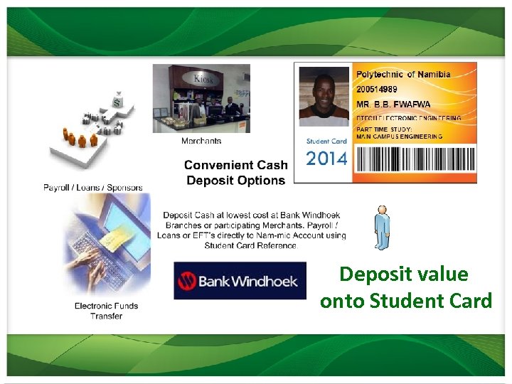 Deposit value onto Student Card 