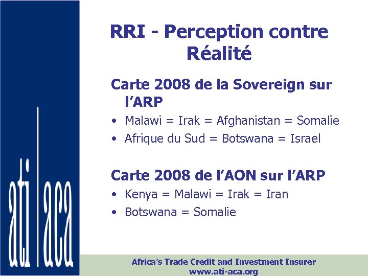 RRI - Perception contre Réalité Carte 2008 de la Sovereign sur l’ARP • Malawi