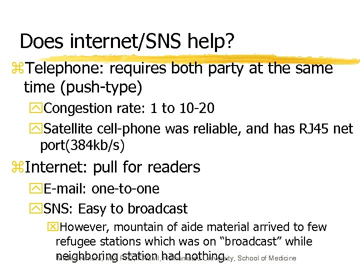 Does internet/SNS help? z. Telephone: requires both party at the same time (push-type) y.