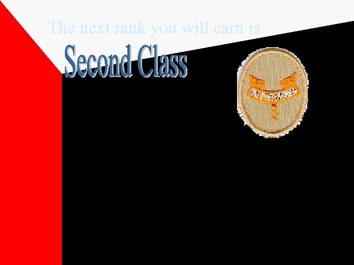 The next rank you will earn is The scroll with the Scout motto is