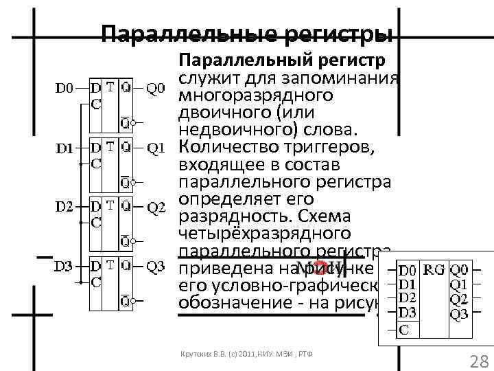 Параллельный регистр схема