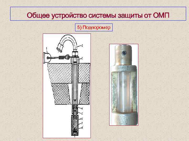 Общее устройство системы защиты от ОМП 5) Подпоромер 