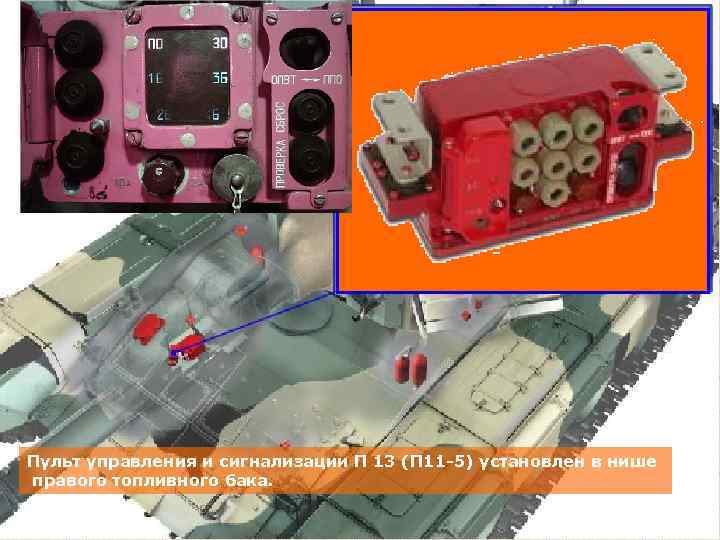 Пульт управления и сигнализации П 13 (П 11 -5) установлен в нише правого топливного