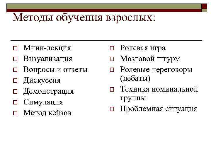 Методы обучения вопросы. Методы обучения взрослых. Методы обучения взрослых людей презентация. Формы и методы обучения взрослых. Методы и принципы обучения взрослых.