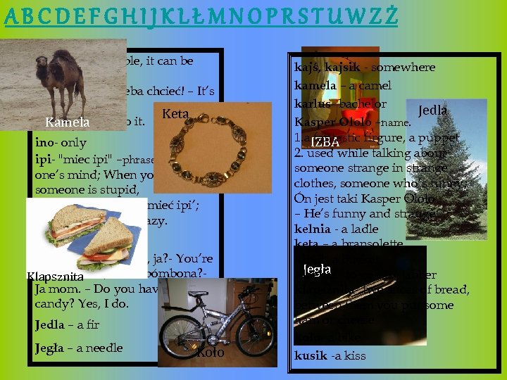 ABCDEFGHIJKLŁMNOPRSTUWZŻ idzie- it is possible, it can be done; No idzie ino trzeba chcieć!