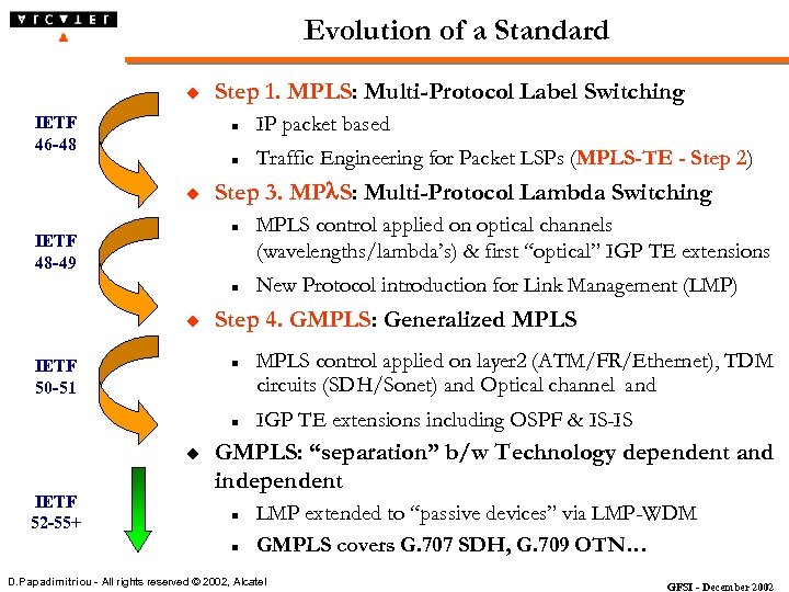 Evolution of a Standard u Step 1. MPLS: Multi-Protocol Label Switching n u IP