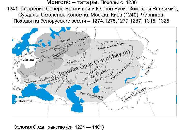1236 Поход. Южные и Южно-русские земли. Монголо татары карта