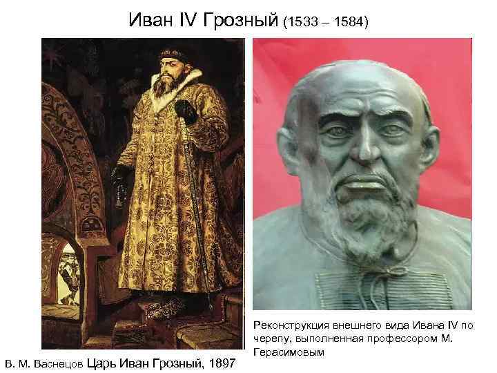 Иван IV Грозный (1533 – 1584) В. М. Васнецов Царь Иван Грозный, 1897 Реконструкция
