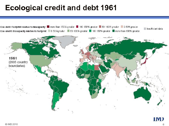 Ecological credit and debt 1961 © IMD 2010 6 