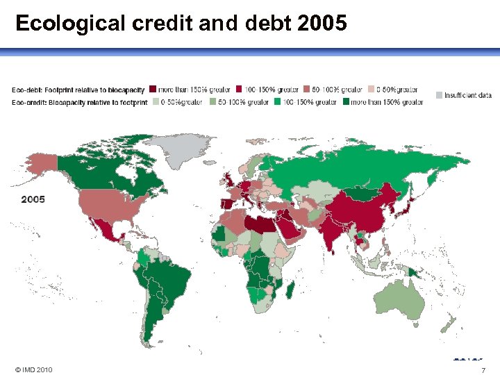 Ecological credit and debt 2005 © IMD 2010 7 