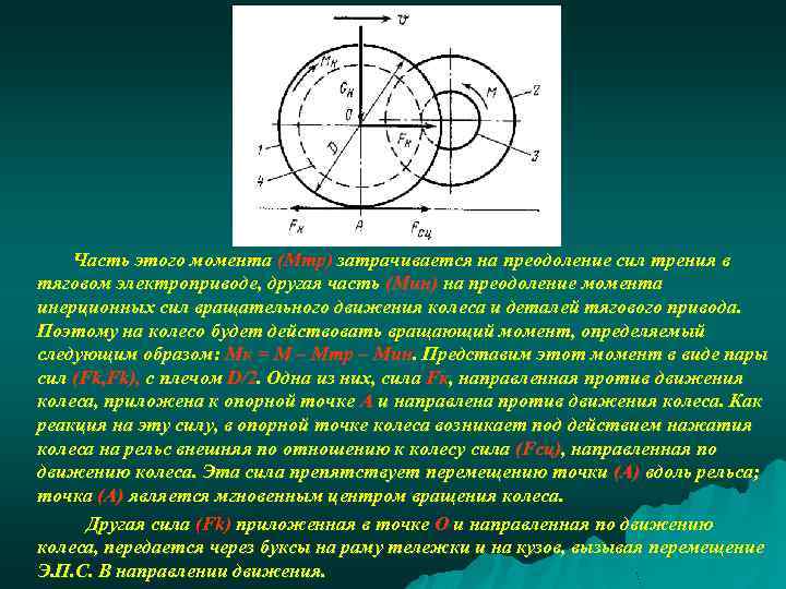  Часть этого момента (Мтр) затрачивается на преодоление сил трения в тяговом электроприводе, другая