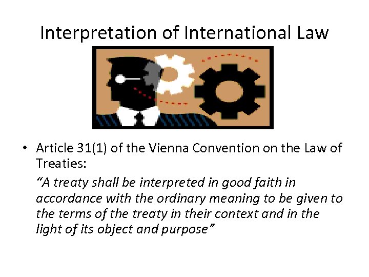 Interpretation of International Law • Article 31(1) of the Vienna Convention on the Law