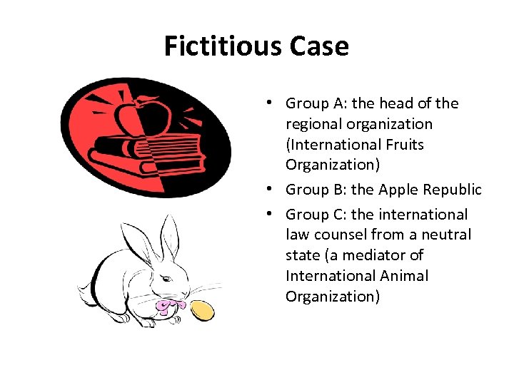Fictitious Case • Group A: the head of the regional organization (International Fruits Organization)
