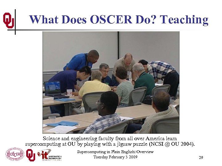 What Does OSCER Do? Teaching Science and engineering faculty from all over America learn