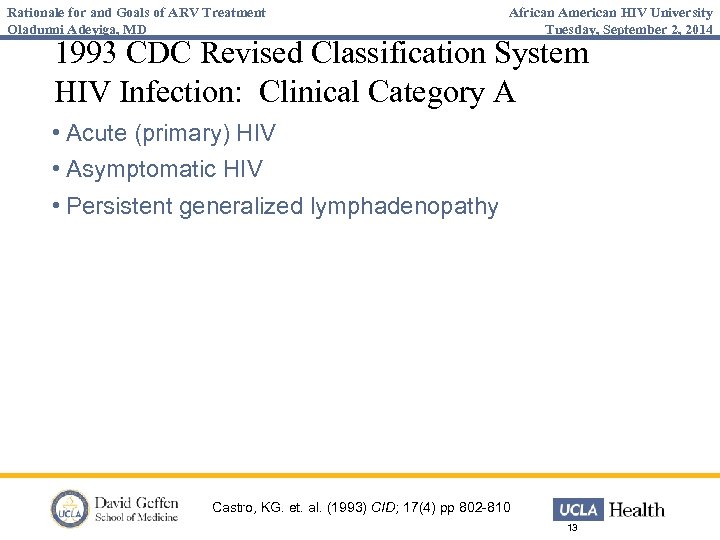 Rationale for and Goals of ARV Treatment Oladunni Adeyiga, MD African American HIV University