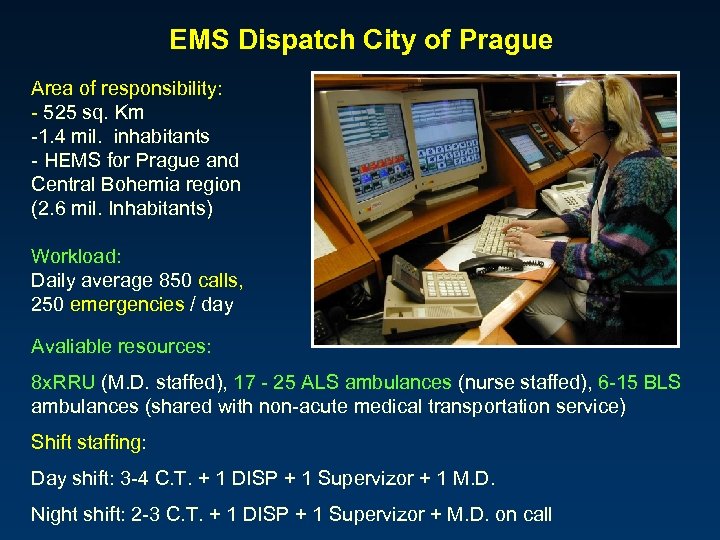 EMS Dispatch City of Prague Area of responsibility: - 525 sq. Km -1. 4