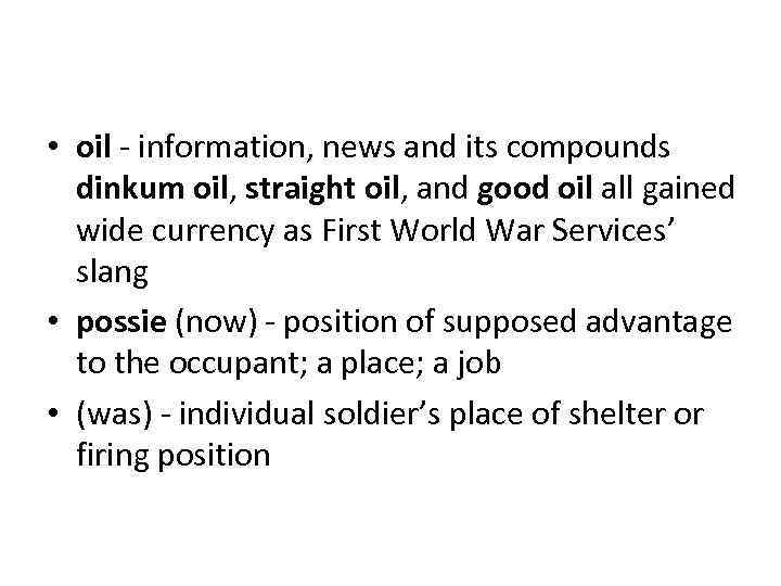  • oil - information, news and its compounds dinkum oil, straight oil, and