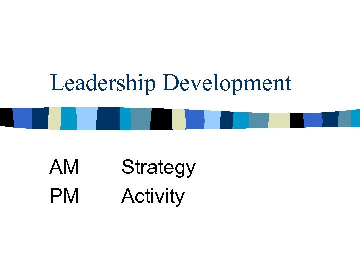 Leadership Development AM PM Strategy Activity 