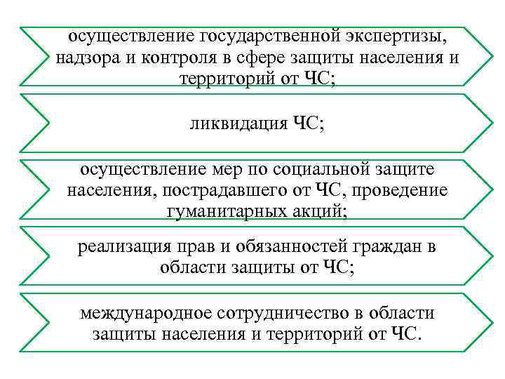 осуществление государственной экспертизы, надзора и контроля в сфере защиты населения и территорий от ЧС;