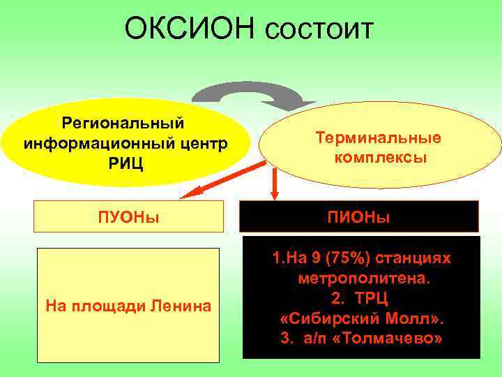 ОКСИОН состоит Региональный информационный центр РИЦ Терминальные комплексы ПУОНы ПИОНы На площади Ленина 1.