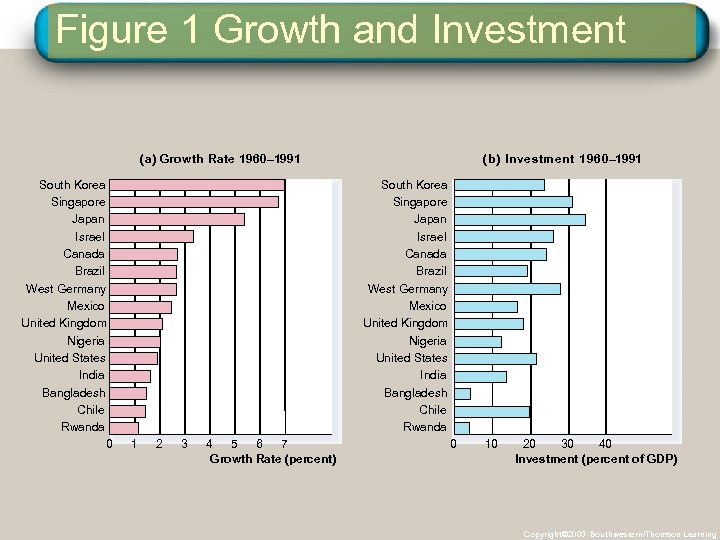 Figure 1 Growth and Investment (b) Investment 1960– 1991 (a) Growth Rate 1960– 1991