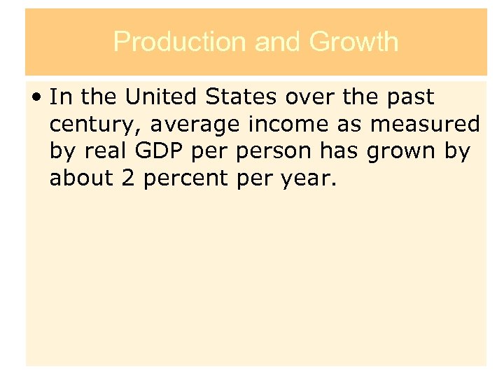 Production and Growth • In the United States over the past century, average income