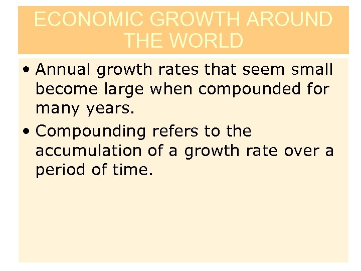 ECONOMIC GROWTH AROUND THE WORLD • Annual growth rates that seem small become large