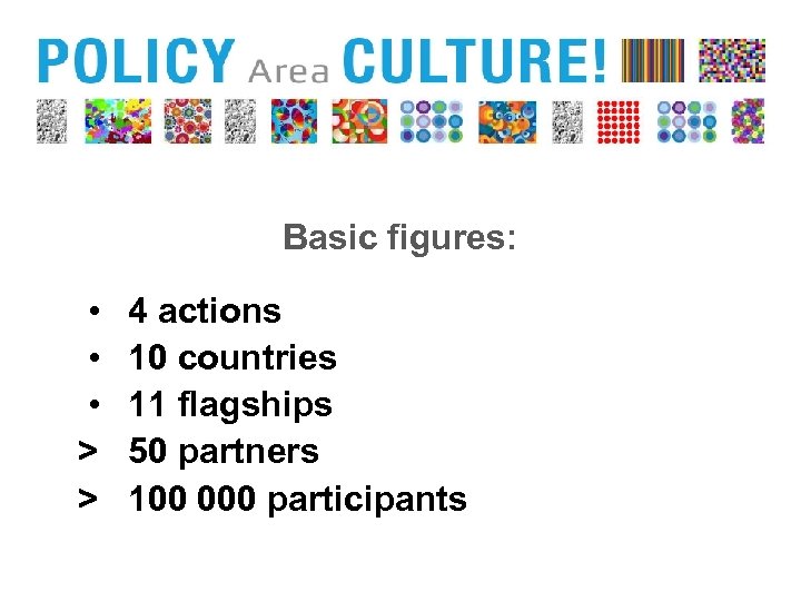 Basic figures: • • • > > 4 actions 10 countries 11 flagships 50