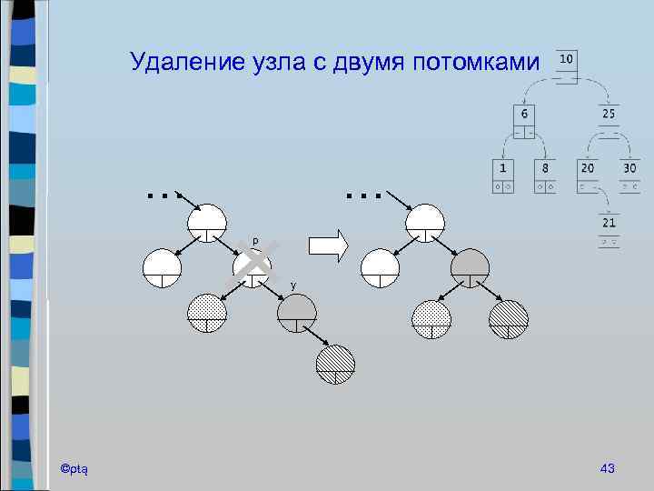 Удаление узла с двумя потомками … … p y ©ρŧą 43 
