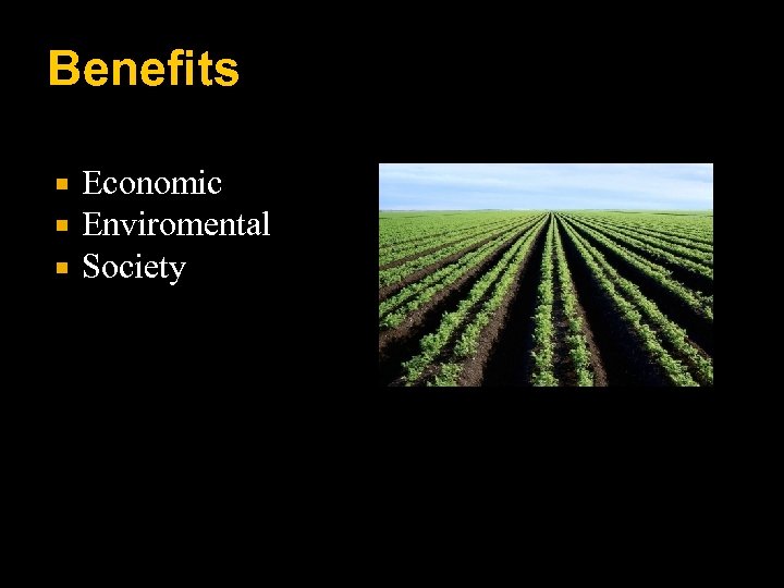 Benefits Economic Enviromental Society 