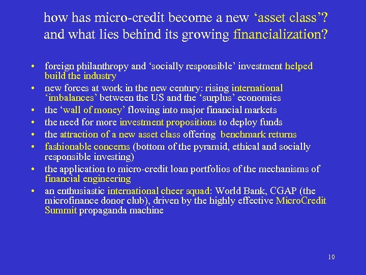 how has micro-credit become a new ‘asset class’? and what lies behind its growing
