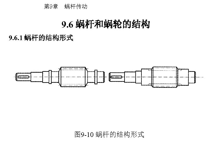 第 9章 蜗杆传动 9. 6 蜗杆和蜗轮的结构 9. 6. 1 蜗杆的结构形式 图 9 -10 蜗杆的结构形式