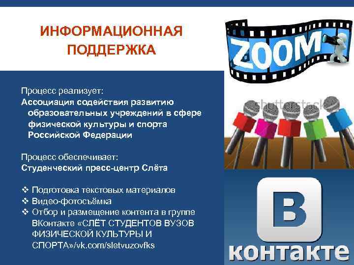 ИНФОРМАЦИОННАЯ ПОДДЕРЖКА Процесс реализует: Ассоциация содействия развитию образовательных учреждений в сфере физической культуры и