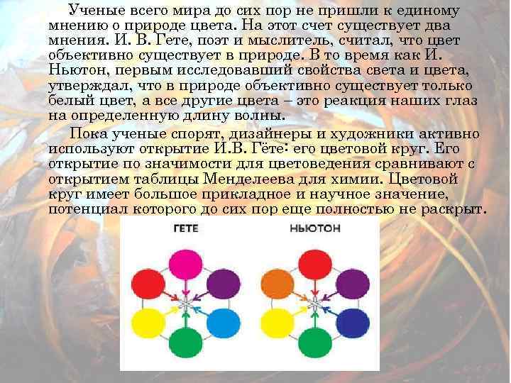 Ученые всего мира до сих пор не пришли к единому мнению о природе цвета.